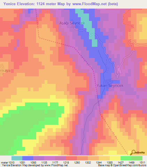 Yenice,Turkey Elevation Map