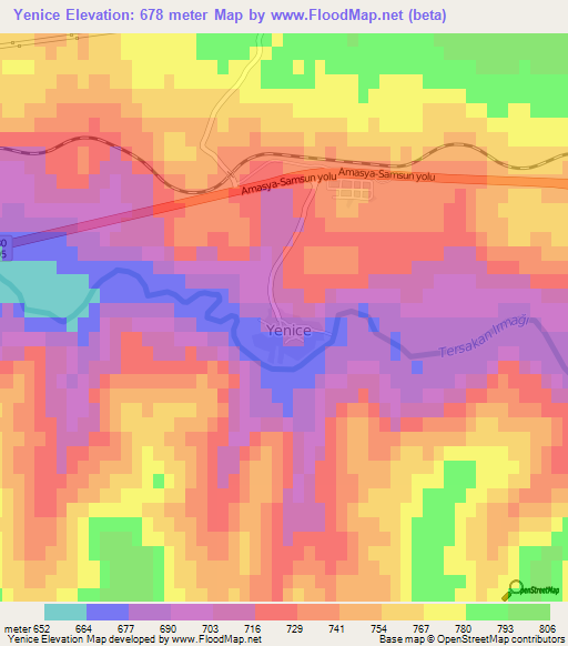 Yenice,Turkey Elevation Map