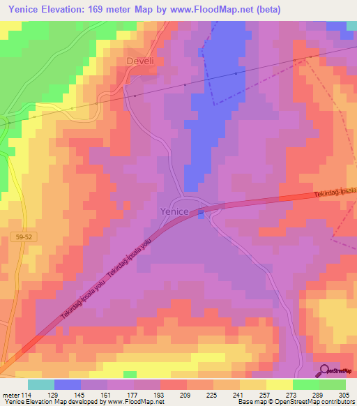 Yenice,Turkey Elevation Map