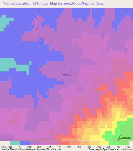 Yenice,Turkey Elevation Map