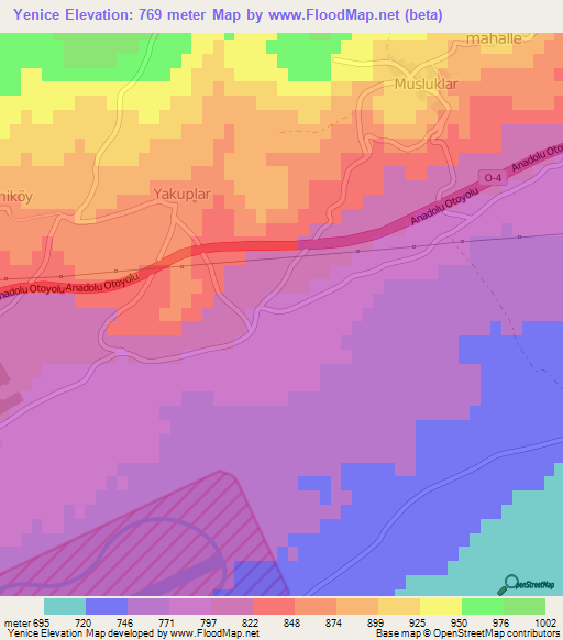 Yenice,Turkey Elevation Map