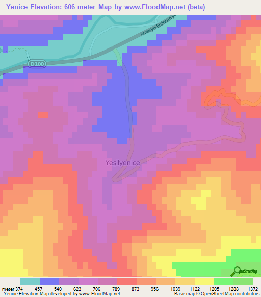 Yenice,Turkey Elevation Map