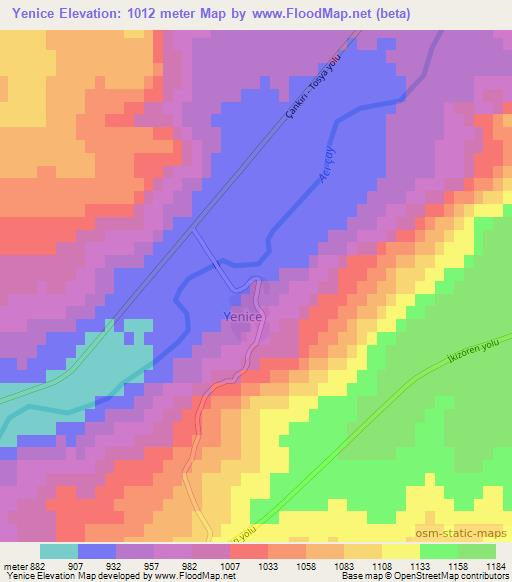 Yenice,Turkey Elevation Map