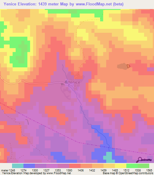 Yenice,Turkey Elevation Map