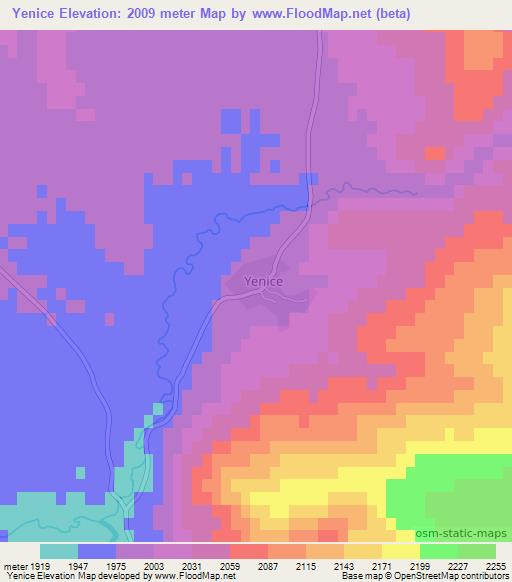 Yenice,Turkey Elevation Map