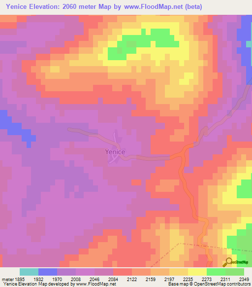 Yenice,Turkey Elevation Map