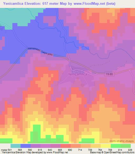 Yenicamlica,Turkey Elevation Map