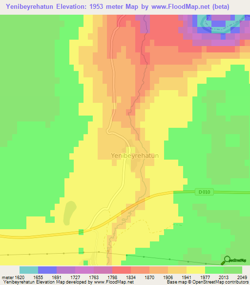 Yenibeyrehatun,Turkey Elevation Map