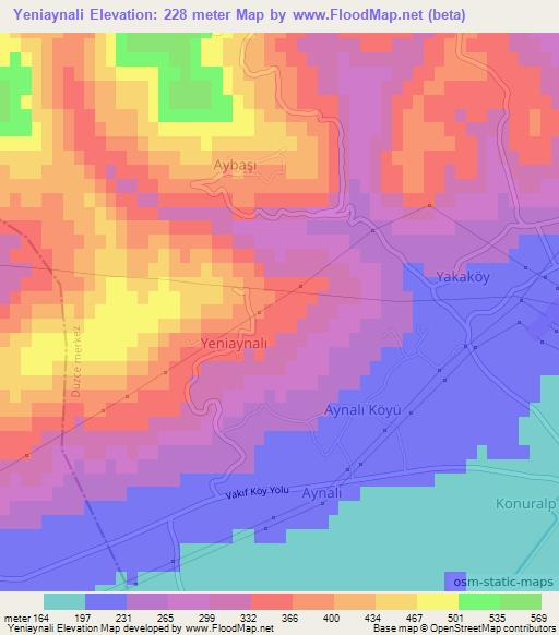 Yeniaynali,Turkey Elevation Map