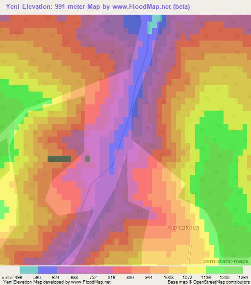 Yeni,Turkey Elevation Map