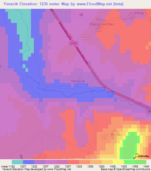 Yenecik,Turkey Elevation Map