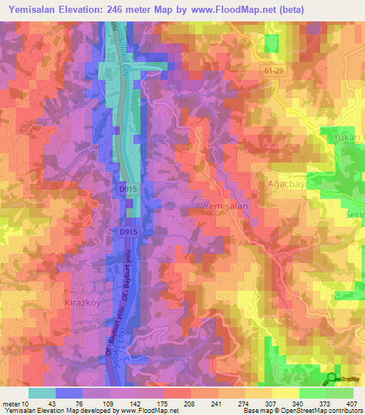 Yemisalan,Turkey Elevation Map