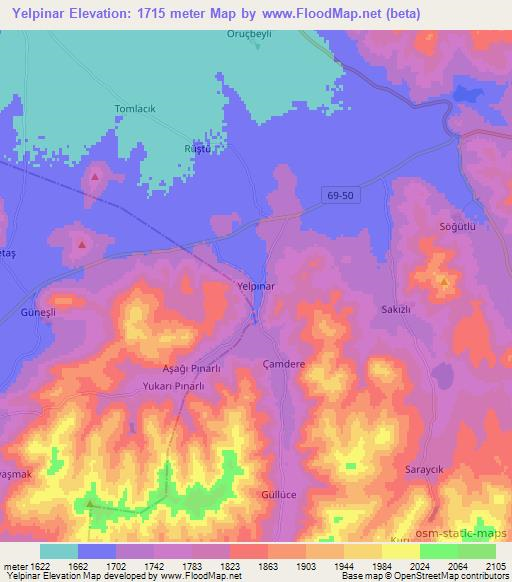 Yelpinar,Turkey Elevation Map