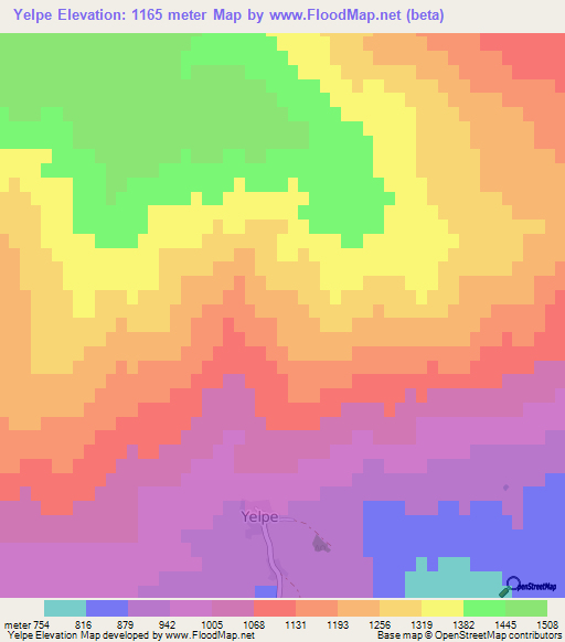 Yelpe,Turkey Elevation Map