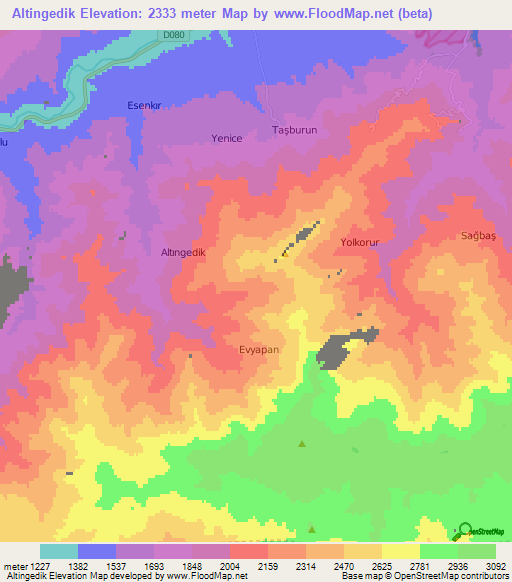 Altingedik,Turkey Elevation Map