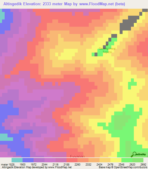 Altingedik,Turkey Elevation Map