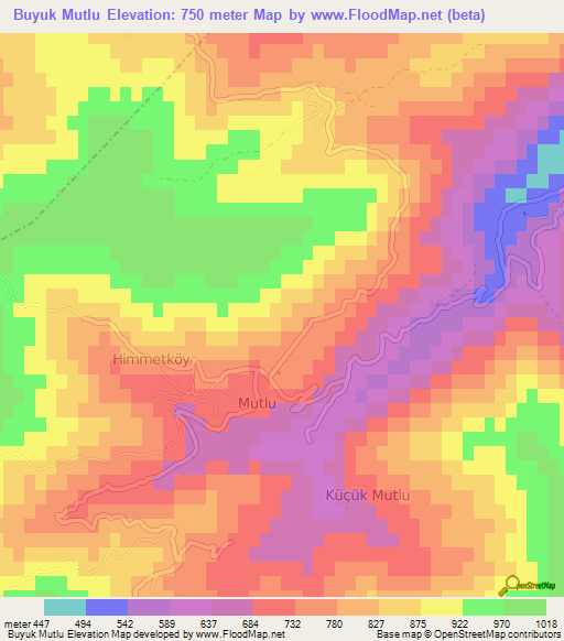 Buyuk Mutlu,Turkey Elevation Map