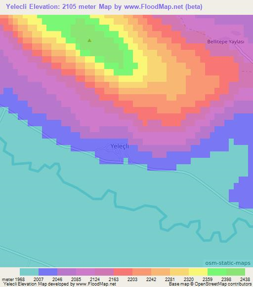 Yelecli,Turkey Elevation Map