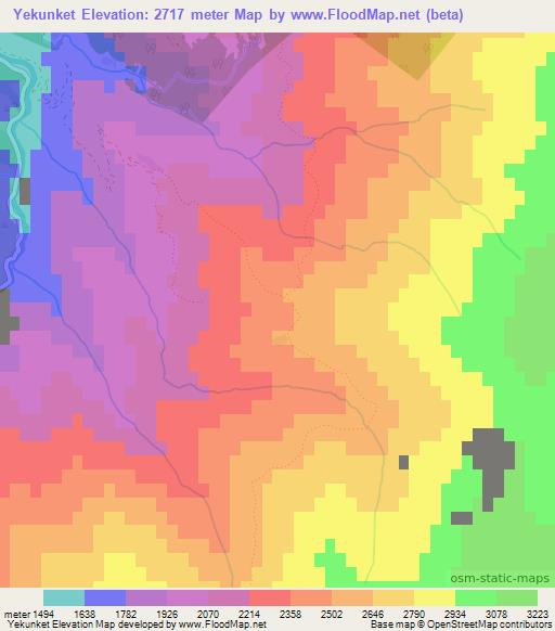 Yekunket,Turkey Elevation Map