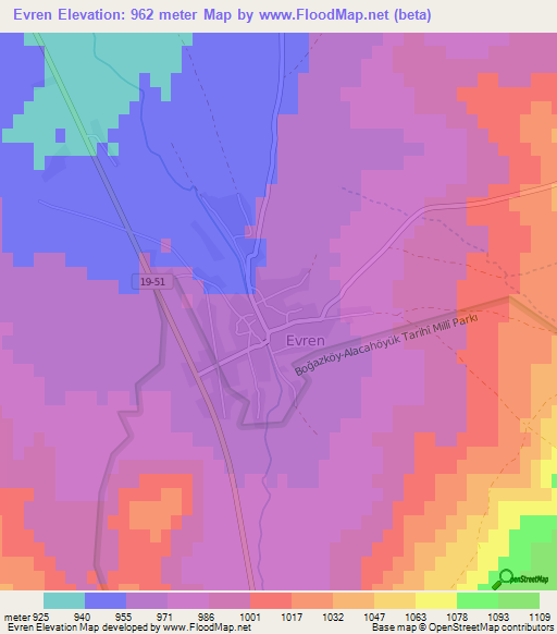 Evren,Turkey Elevation Map