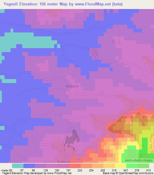 Yegenli,Turkey Elevation Map