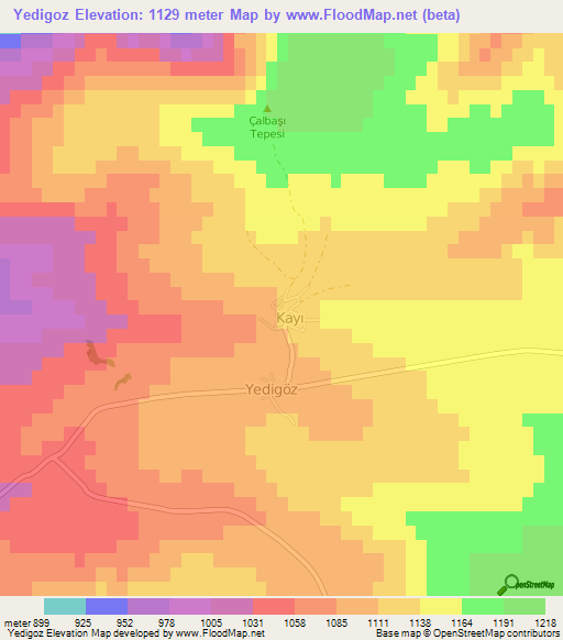 Yedigoz,Turkey Elevation Map