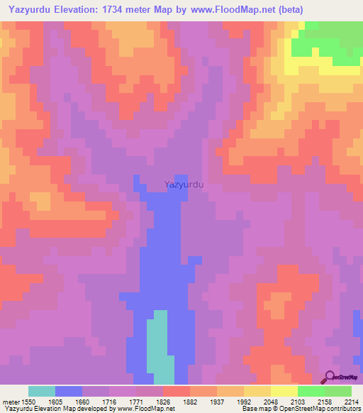 Yazyurdu,Turkey Elevation Map