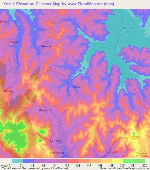 Yazlik,Turkey Elevation Map