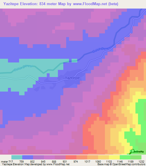 Yazitepe,Turkey Elevation Map