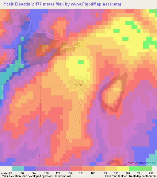 Yazir,Turkey Elevation Map