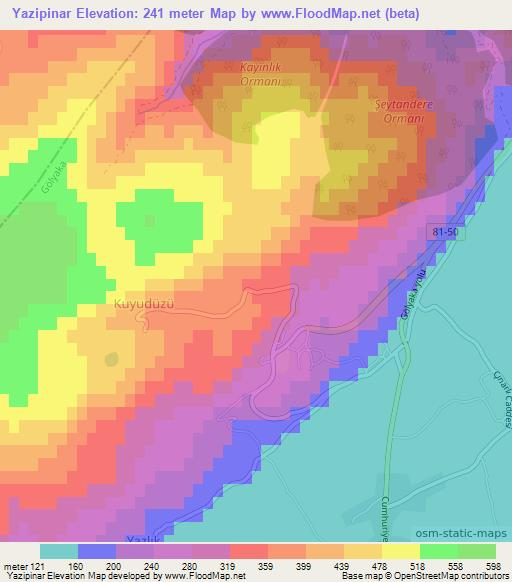 Yazipinar,Turkey Elevation Map