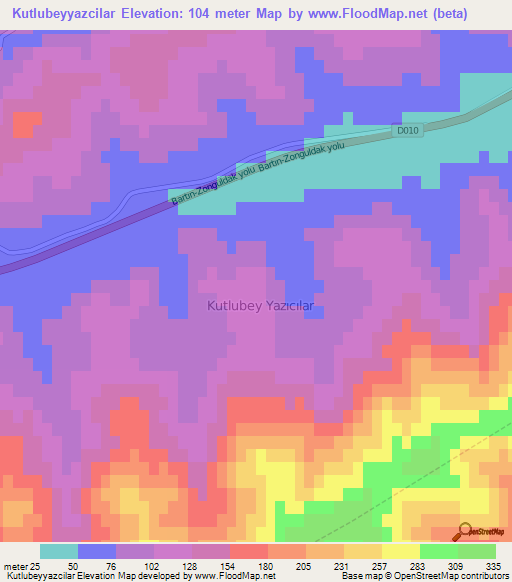 Kutlubeyyazcilar,Turkey Elevation Map