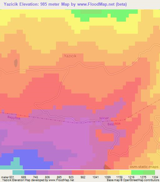 Yazicik,Turkey Elevation Map