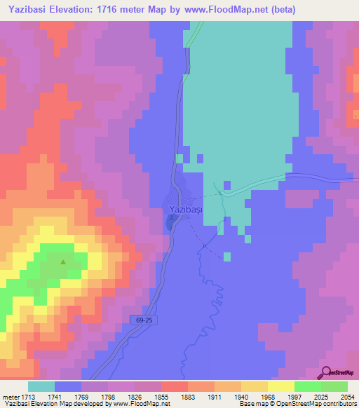 Yazibasi,Turkey Elevation Map