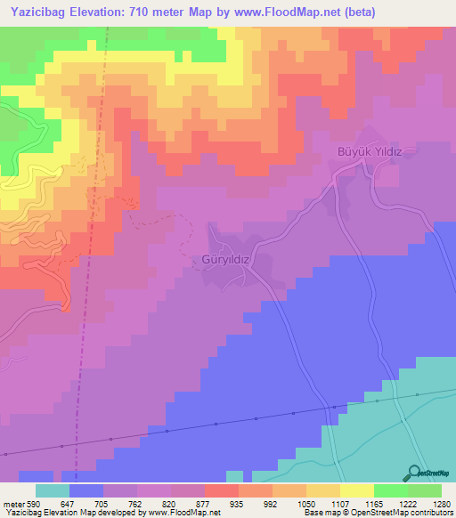 Yazicibag,Turkey Elevation Map