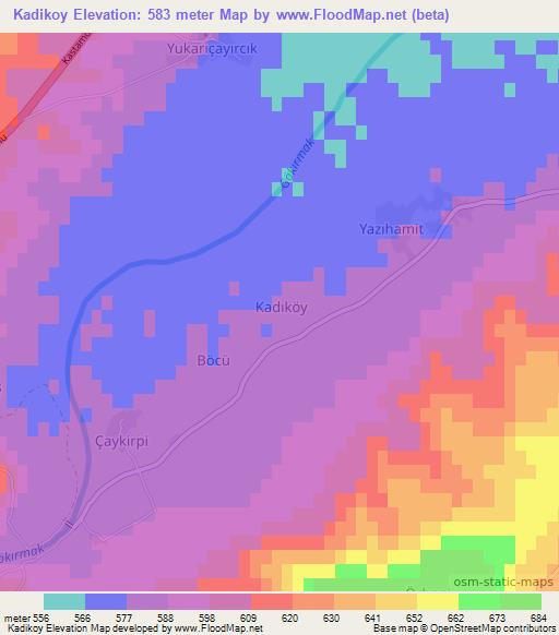 Kadikoy,Turkey Elevation Map