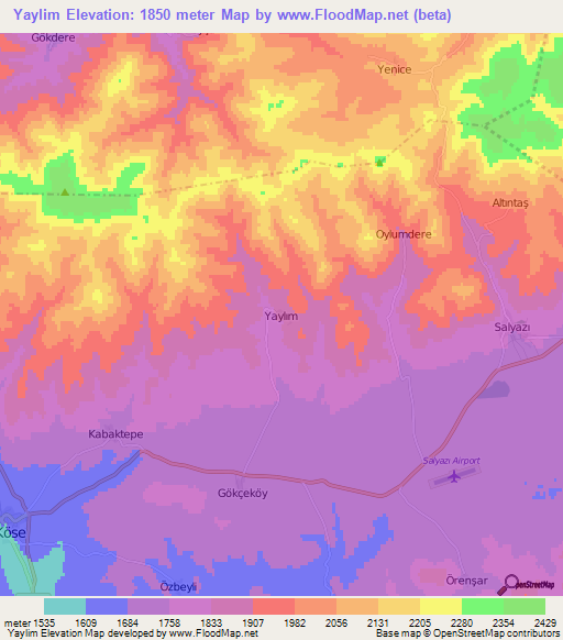 Yaylim,Turkey Elevation Map