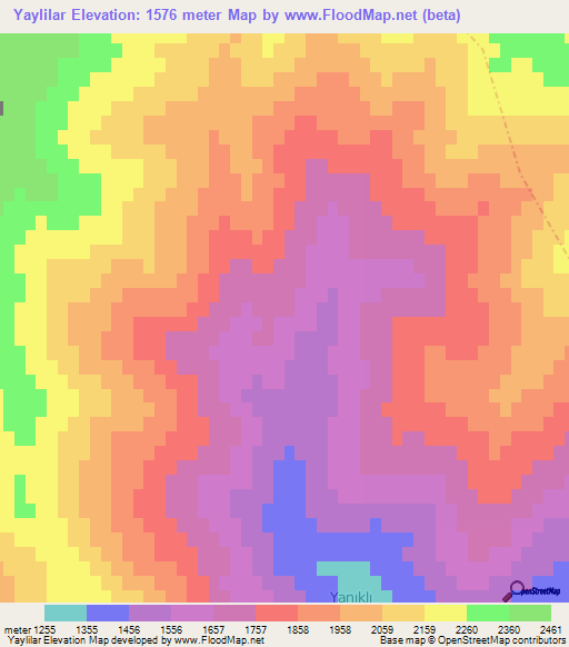 Yaylilar,Turkey Elevation Map