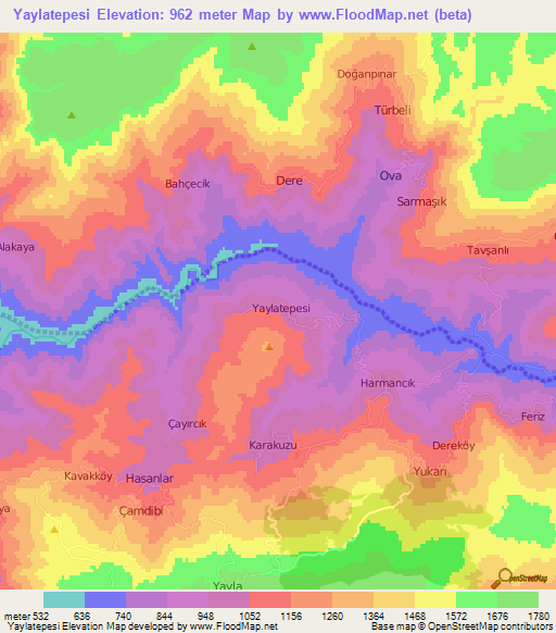 Yaylatepesi,Turkey Elevation Map