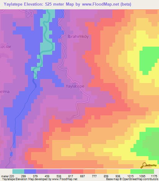 Yaylatepe,Turkey Elevation Map