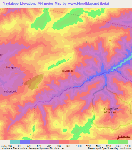 Yaylatepe,Turkey Elevation Map