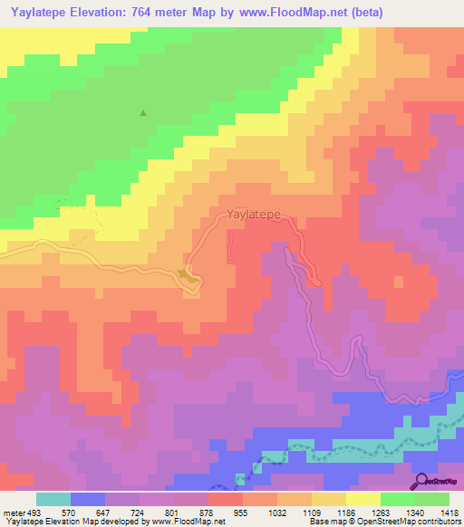 Yaylatepe,Turkey Elevation Map