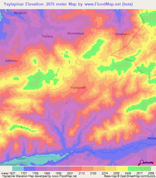 Yaylapinar,Turkey Elevation Map