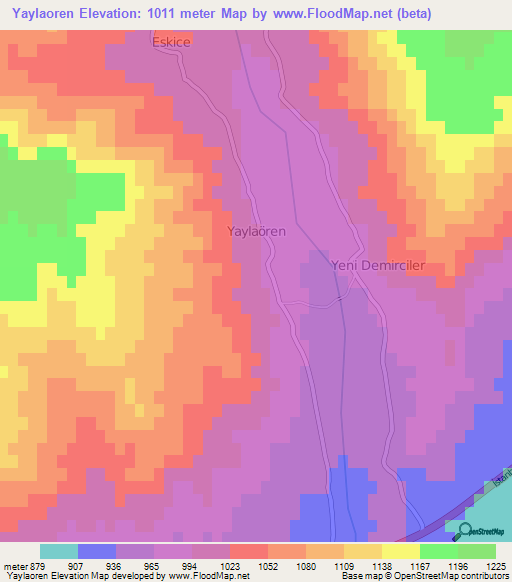 Yaylaoren,Turkey Elevation Map