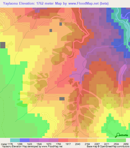 Yaylaonu,Turkey Elevation Map