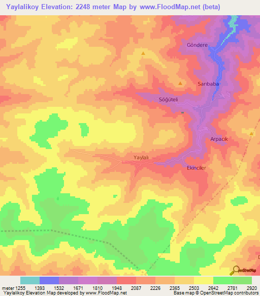 Yaylalikoy,Turkey Elevation Map