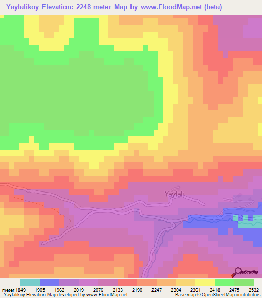 Yaylalikoy,Turkey Elevation Map