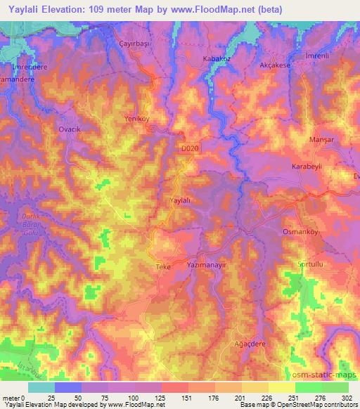 Yaylali,Turkey Elevation Map