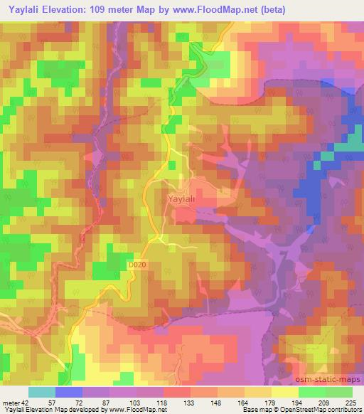 Yaylali,Turkey Elevation Map