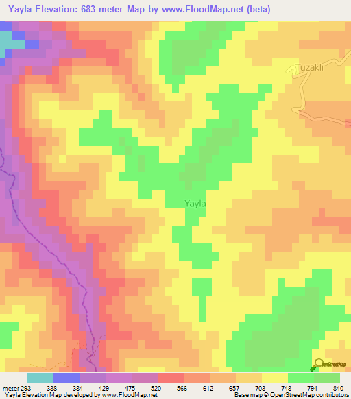 Yayla,Turkey Elevation Map